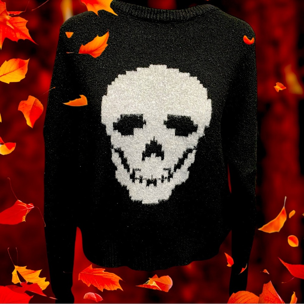 🔥No Boundaries cropped skull sweater🔥